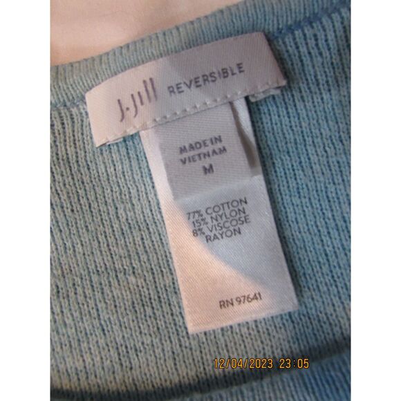 J. Jill reversible sweater size m asymmetrical hem minimalist cotton blue - Picture 3 of 7
